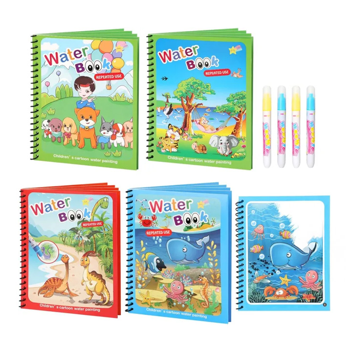 Reusable Magic Water Quick Dry Book for Water Coloring with Magic Pen Painting Board for Children Education Drawing Pad (Random Design &…